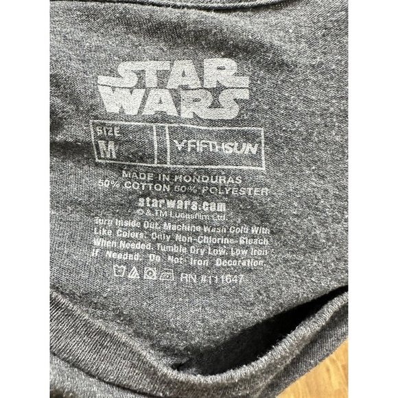 Star Wars T Shirt Mens Medium Gray Graphic Crew Neck Bold Logo - Picture 3 of 3